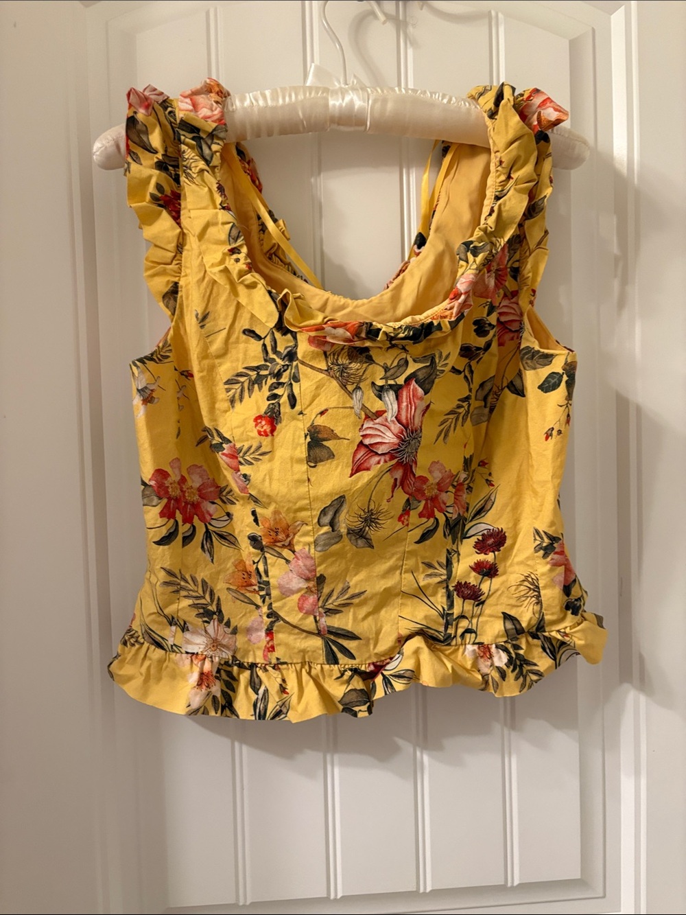 Floral Yellow Ruffle Top and matching skirt.